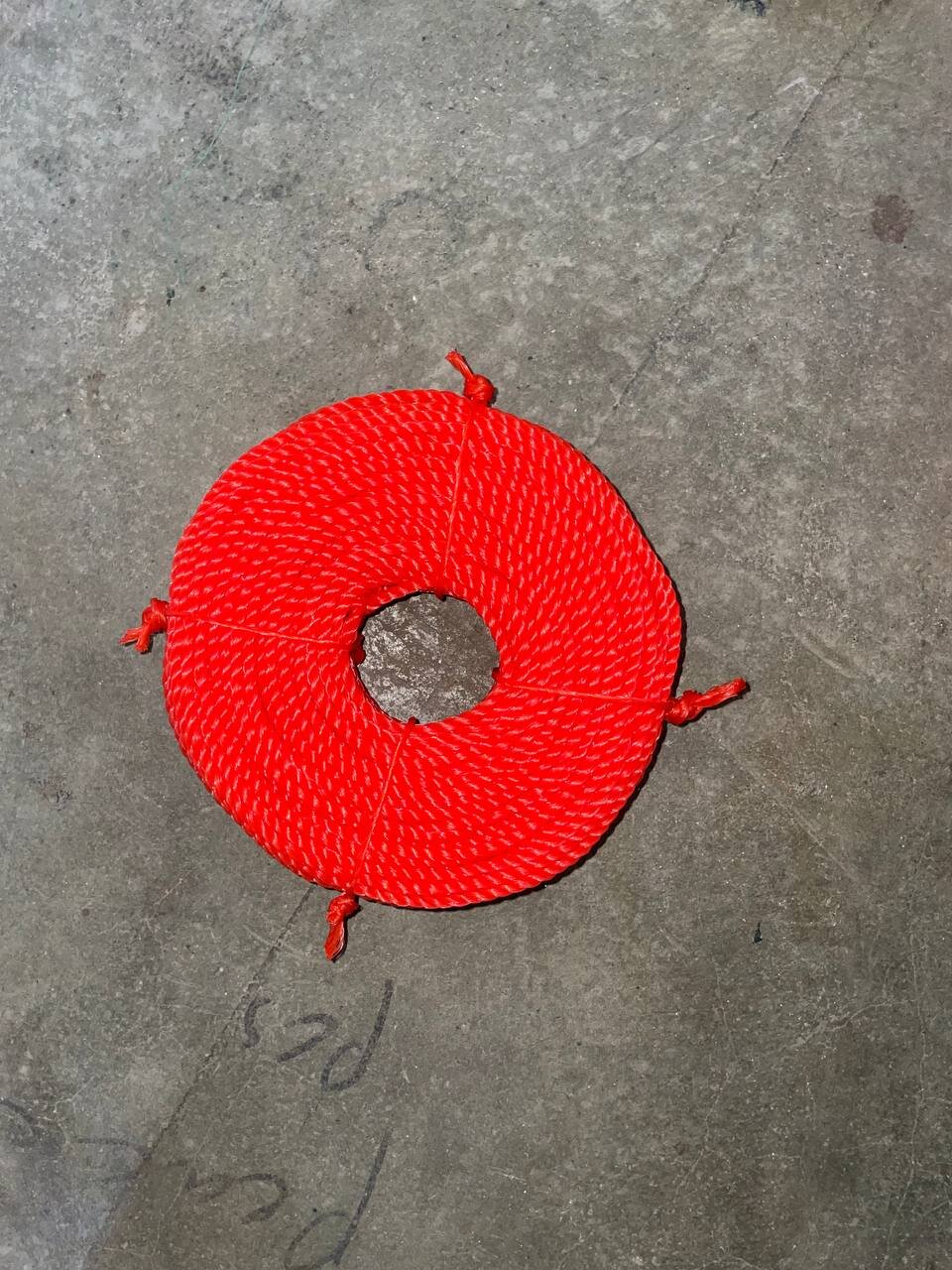 Finished red rope coil